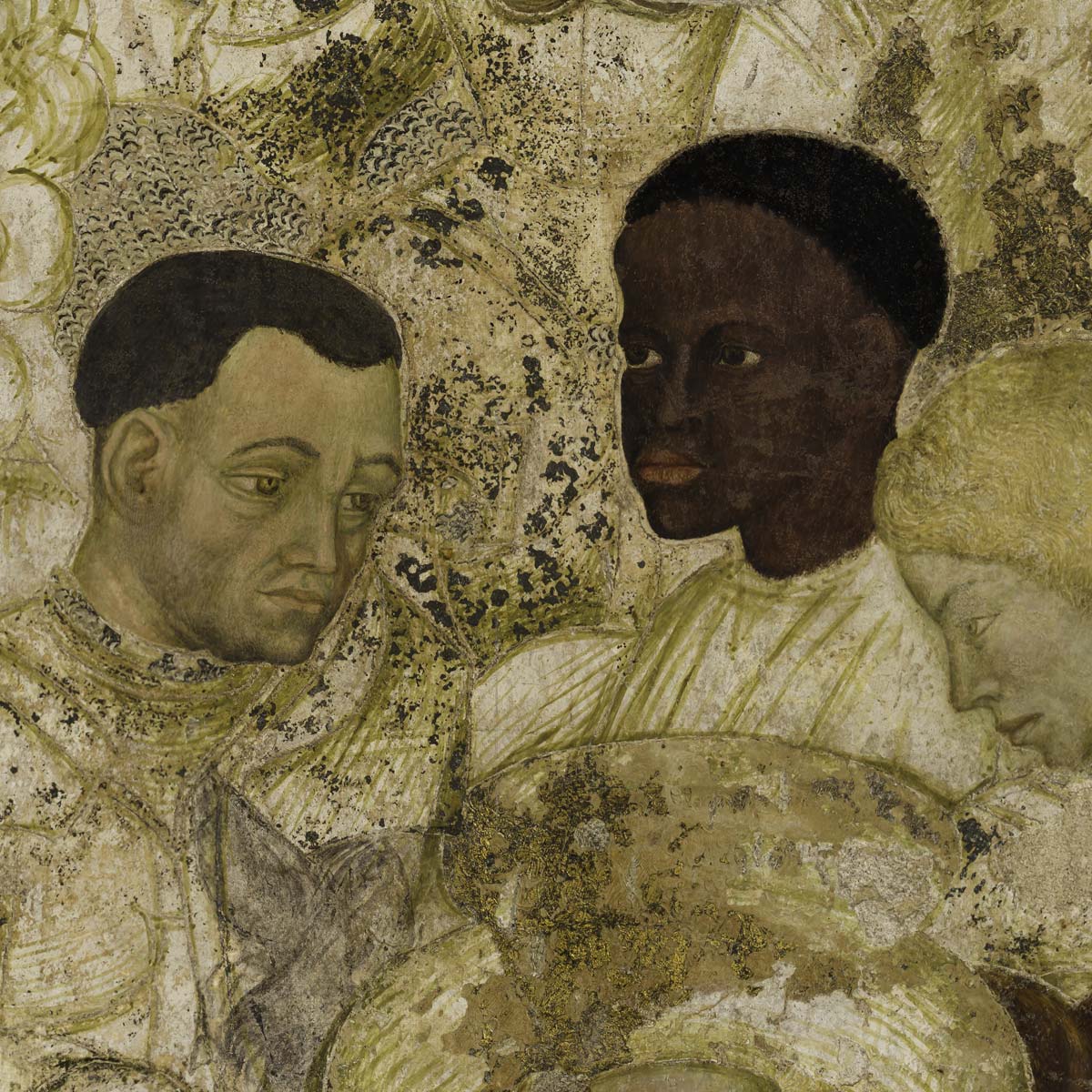 Pisanello, Paesaggio con cavalieri (1430-1433; pittura murale strappata, tecnica mista; Mantova, Palazzo Ducale)
