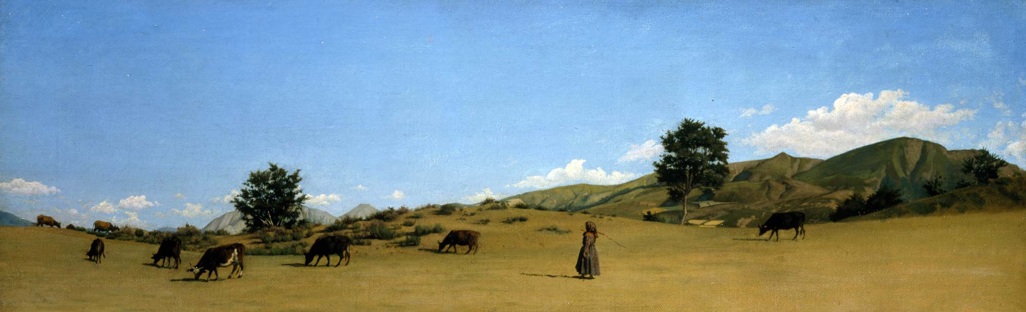 Raffaello Sernesi, Pastura in montagna (1861; olio su tela, 26,2 x 82,5 cm; Collezione privata)
