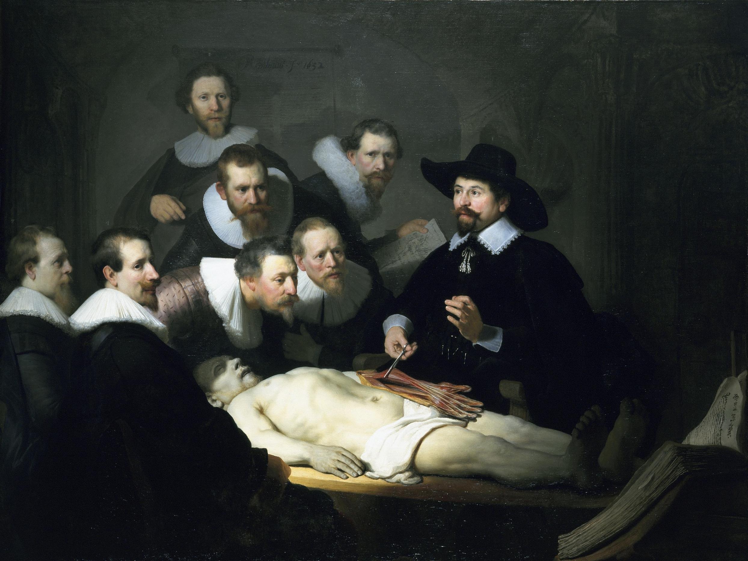 Rembrandt, La lezione di anatomia del dottor Nicholas Tulp (1632; olio su tela, 169,5 x 216,5 cm; L'Aia, Mauritshuis)
 Rembrandt, La lezione di anatomia del dottor Nicholas Tulp (1632; olio su tela, 169,5 x 216,5 cm; L'Aia, Mauritshuis)
