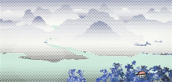 Roy Lichtenstein, Landscape with River (1995; nastro adesivo e carta applicata su tavola, 70,5 x 146,1 cm; Collezione privata)
 Roy Lichtenstein, Landscape with River (1995; nastro adesivo e carta applicata su tavola, 70,5 x 146,1 cm; Collezione privata)