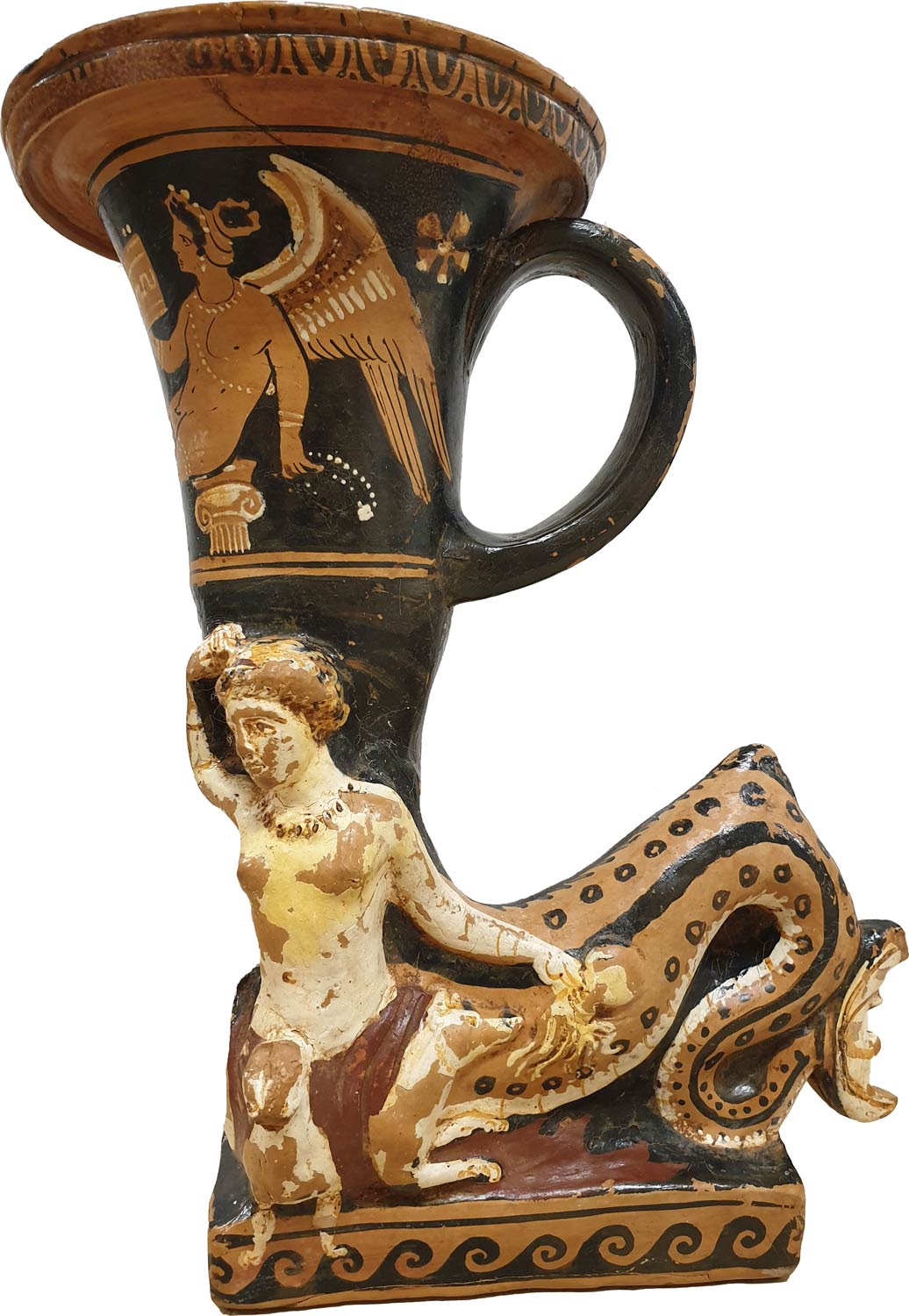 Arte apula, Rython dal Gruppo del Negro (330-320 a.C.; ceramica a figure rosse; Matera, Museo Nazionale di Matera, Museo Archeologico)