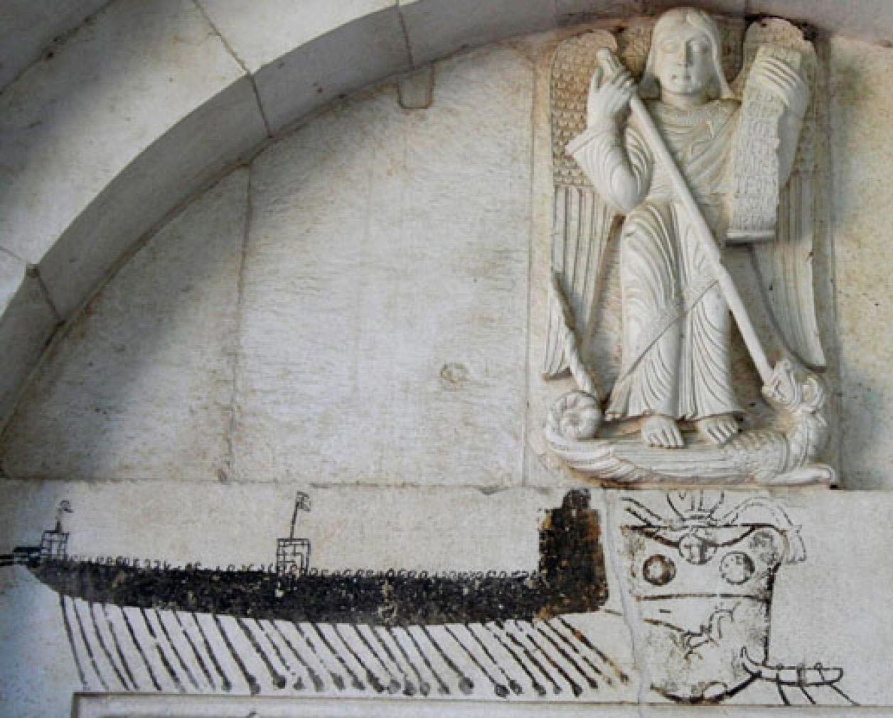 Artista ignoto, San Michele (XII secolo; pietra; Casauria, San Clemente)