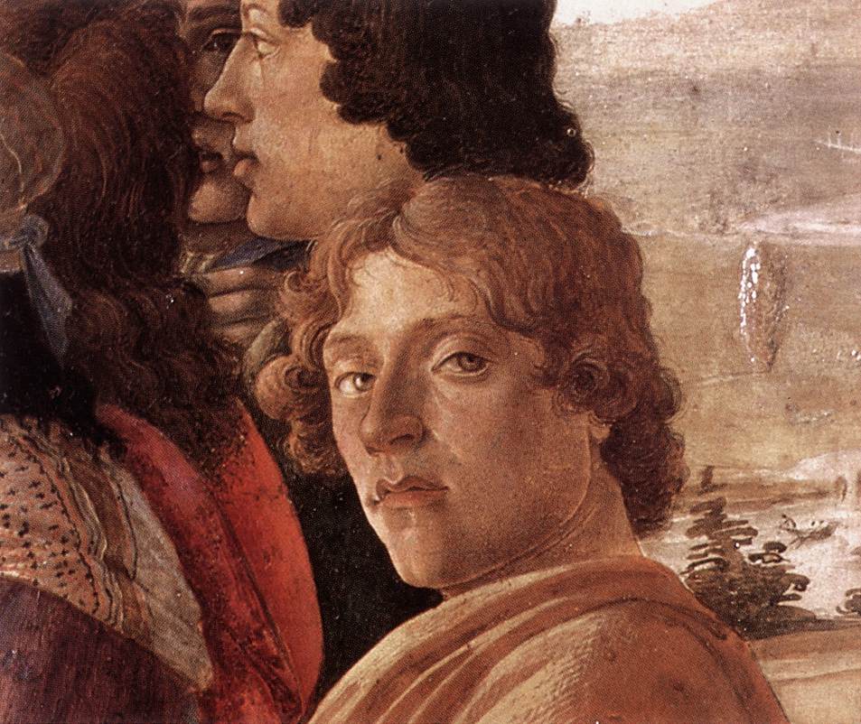 Presunto autoritratto di Sandro Botticelli (dall'Adorazione dei Magi degli Uffizi del 1476)
