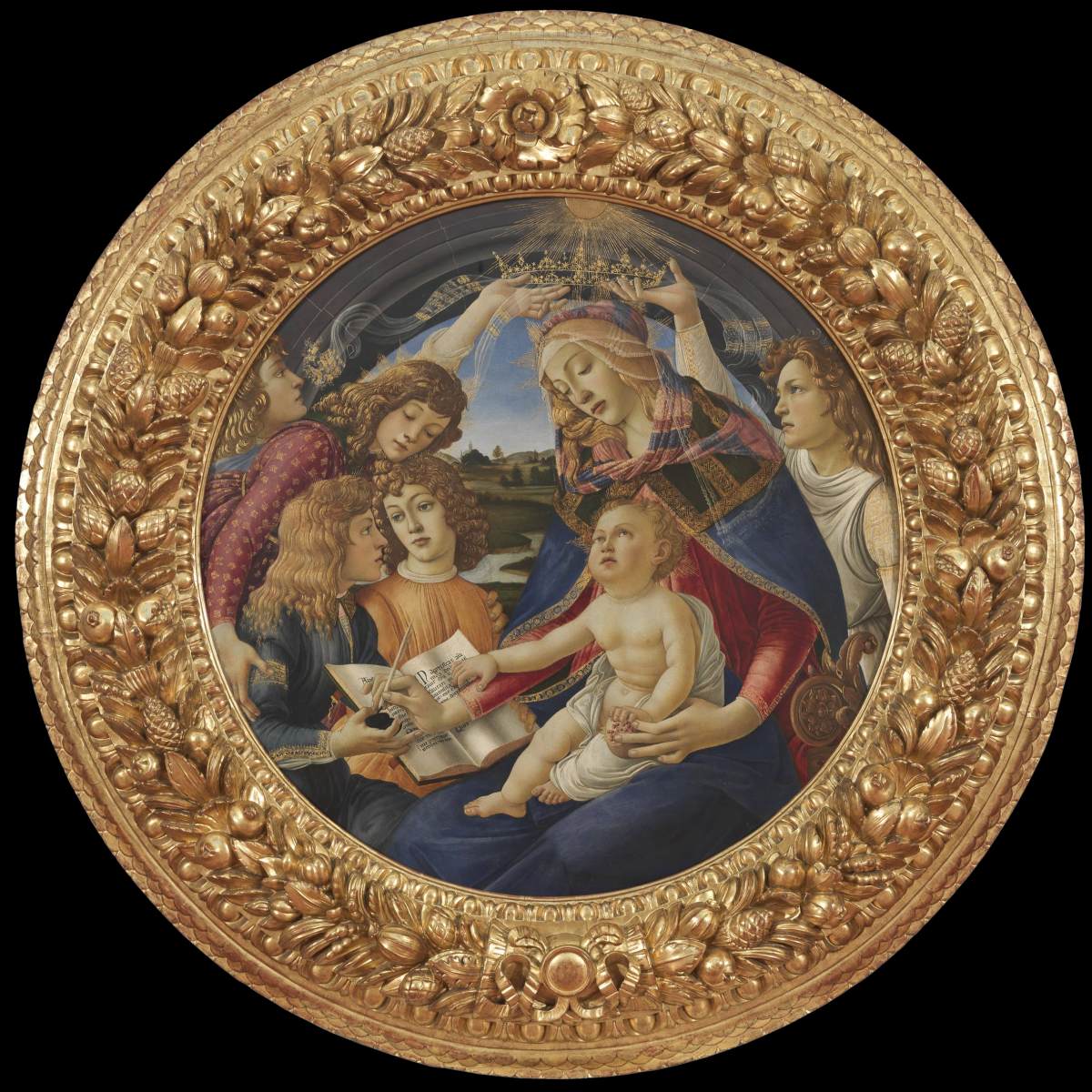 Sandro Botticelli, Madonna del Magnificat (1483 circa; tempera su tavola, diametro 118 cm; Firenze, Gallerie degli Uffizi)
