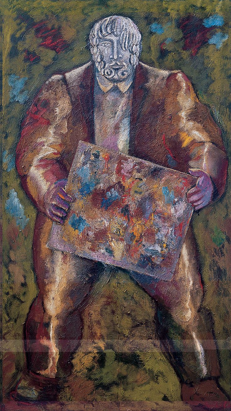 Sandro Chia, Il pittore (1983; olio su tela, 248 x 140 cm; Vicenza, Collezione Danieli)

