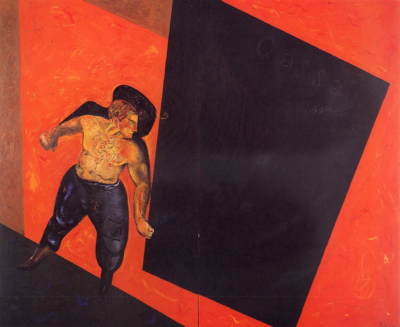 Sandro Chia, Ossa, cassa, fossa (1978; olio su tela, 175 x 210 cm; Milano, Collezione privata)
