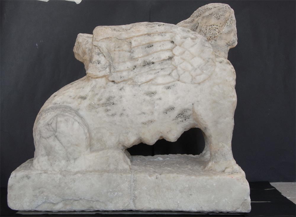 Roman art, Sphinx of Albintimilium (1st century AD; marble, 53 x 55 x 23 cm; Ventimiglia, Antiquarium of Albintimilium)