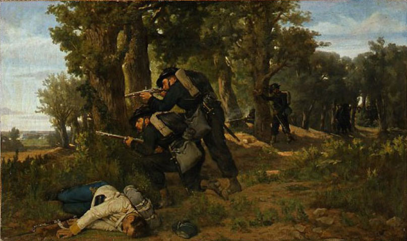 Silvestro Lega, Un'imboscata di bersaglieri italiani in Lombardia (1861; olio su tela; Firenze, Galleria d'Arte Moderna di Palazzo Pitti)
