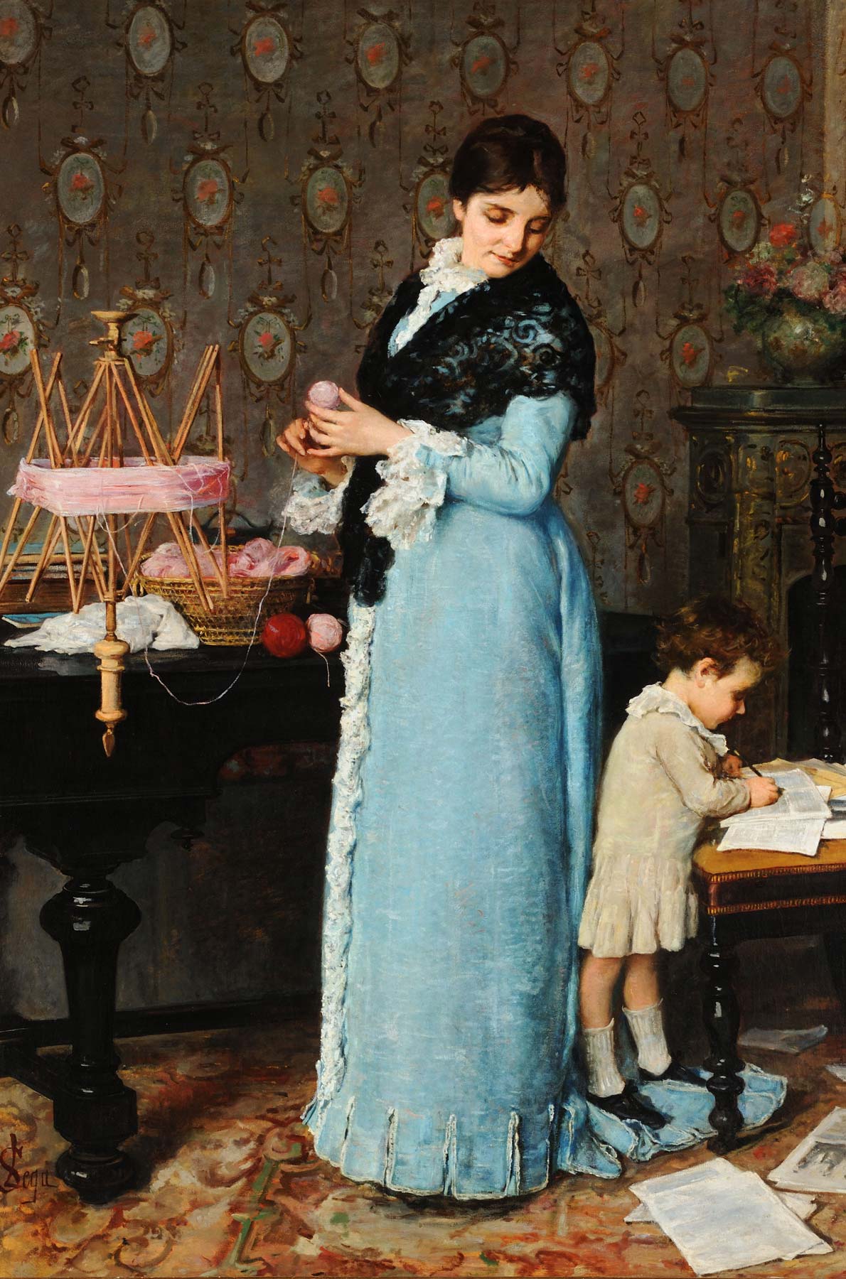 Silvestro Lega, Una Madre (1884; olio su tela, 125x 161 cm; Forlì, Fondazione Cassa dei Risparmi di Forlì)
