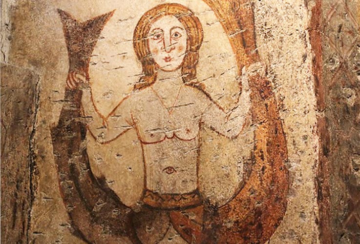 Artista valdostano, Sirena (metà del XIII secolo; affresco; Saint-Pierre, Castello Sarriod de la Tour)