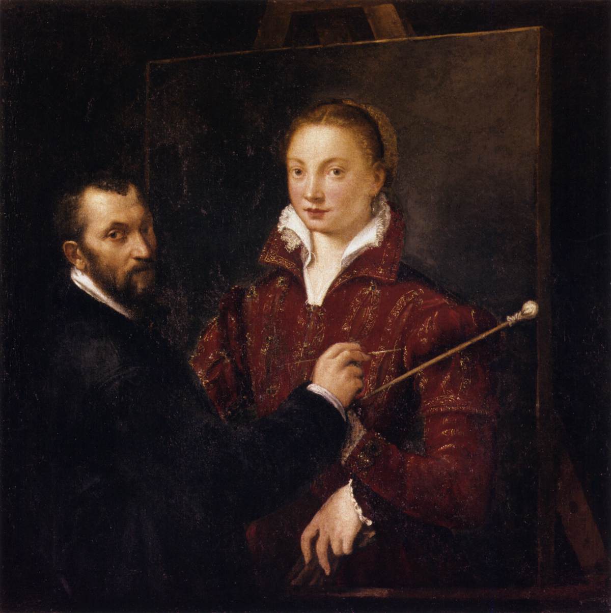 Sofonisba Anguissola, Bernardino Campi ritrae Sofonisba Anguissola (1559; olio su tela, 108 x 109 cm; Siena, Pinacoteca Nazionale)
