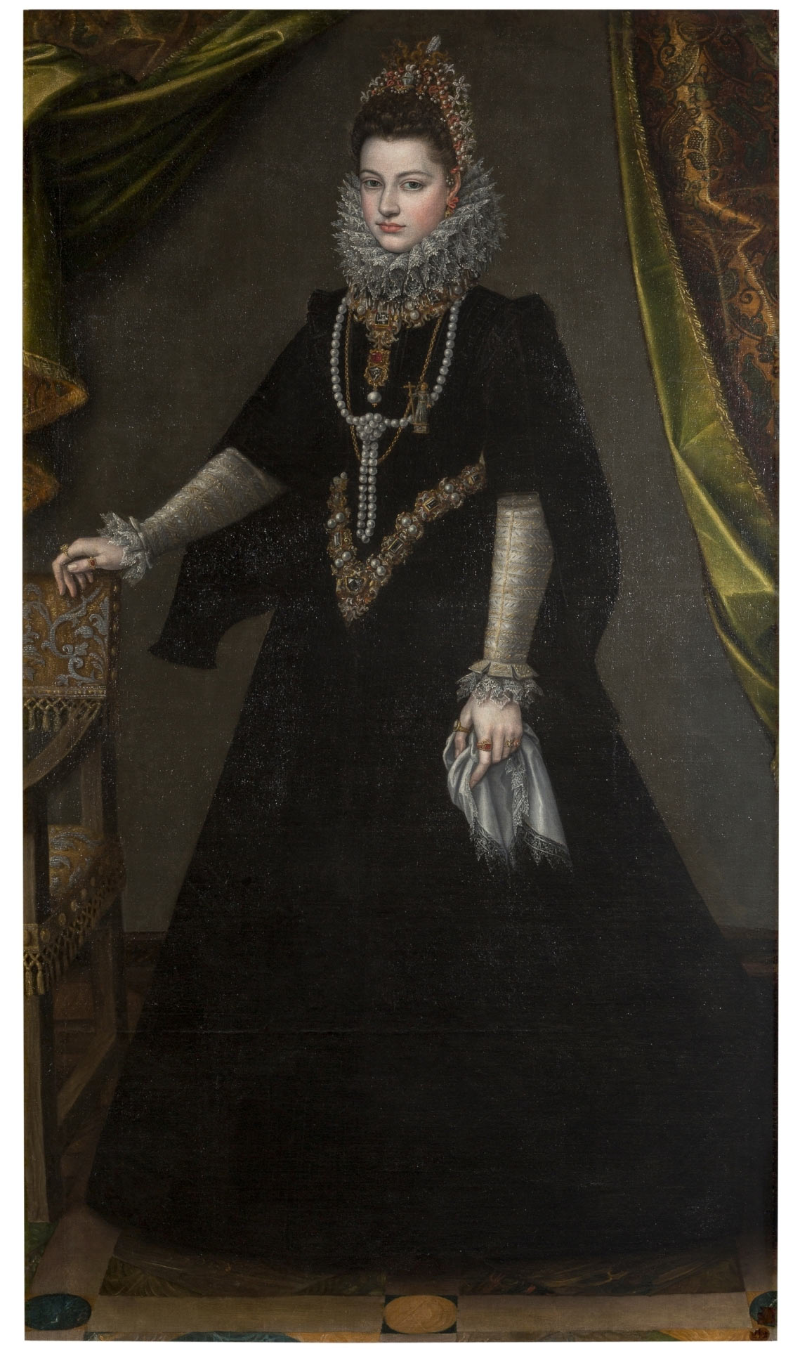 Sofonisba Anguissola, Ritratto dell'Infanta Elisabetta Clara Eugenia (1599; olio su tela, 194,5 x 110 cm; Parigi, Ambasciata di Spagna)
