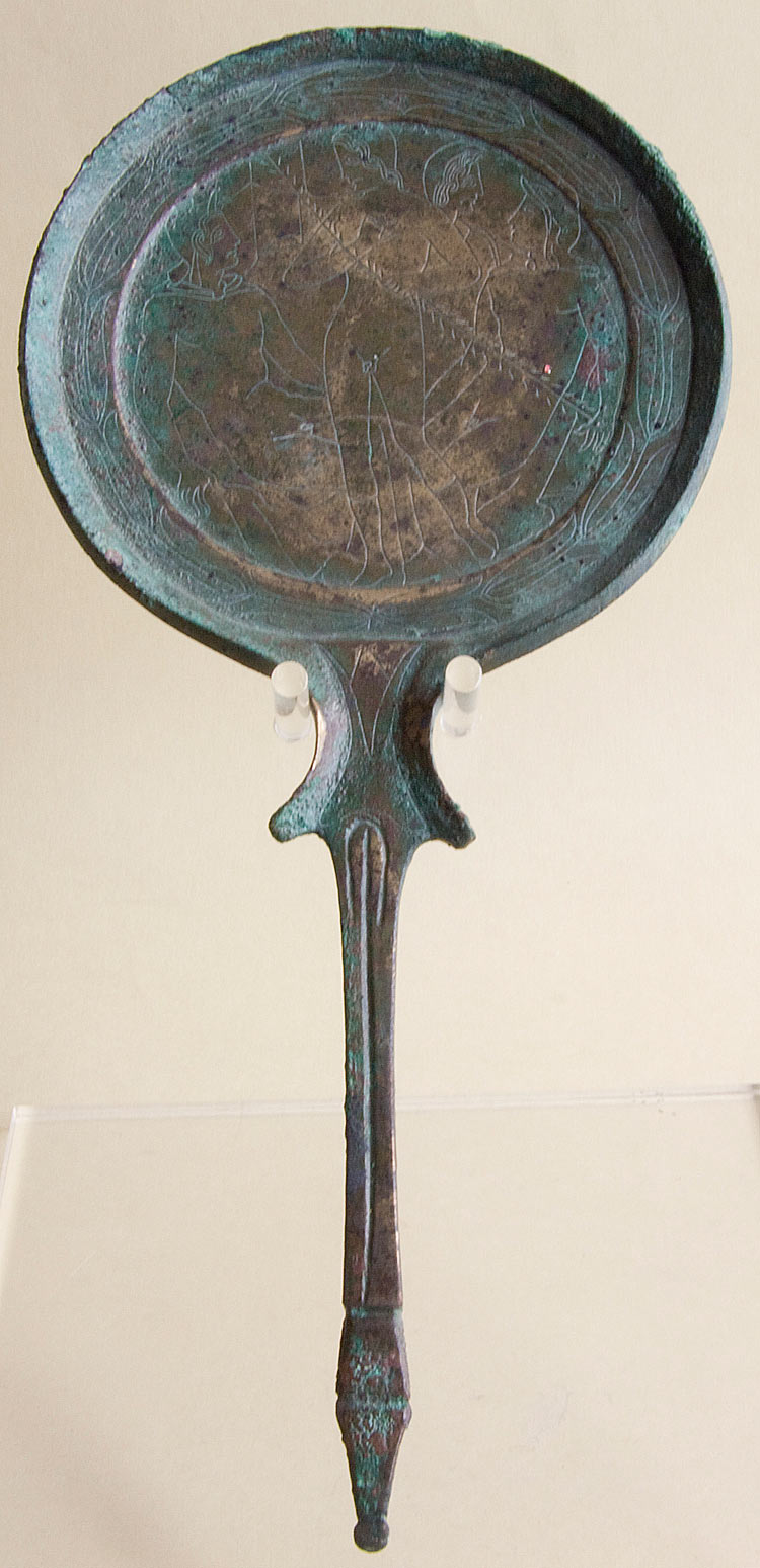 Etruscan mirror at the Archaeological and Collegiate Museum of Casole d'Elsa