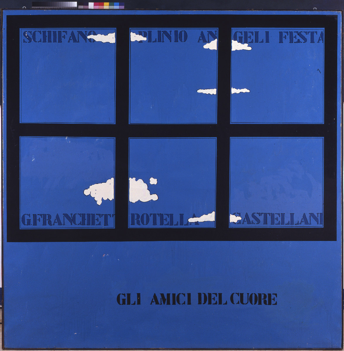 Tano Festa, Gli amici del cuore (1967; tecnica mista)
