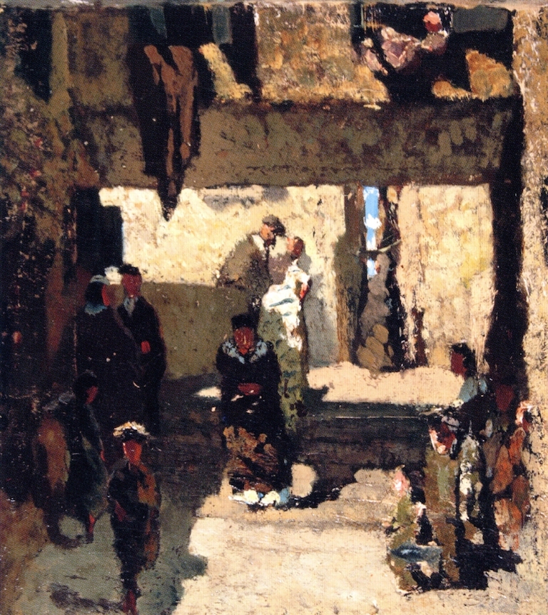 Telemaco Signorini, Il quartiere degli israeliti a Venezia (1860; olio su tela, 29 x 26 cm; Collezione privata)
