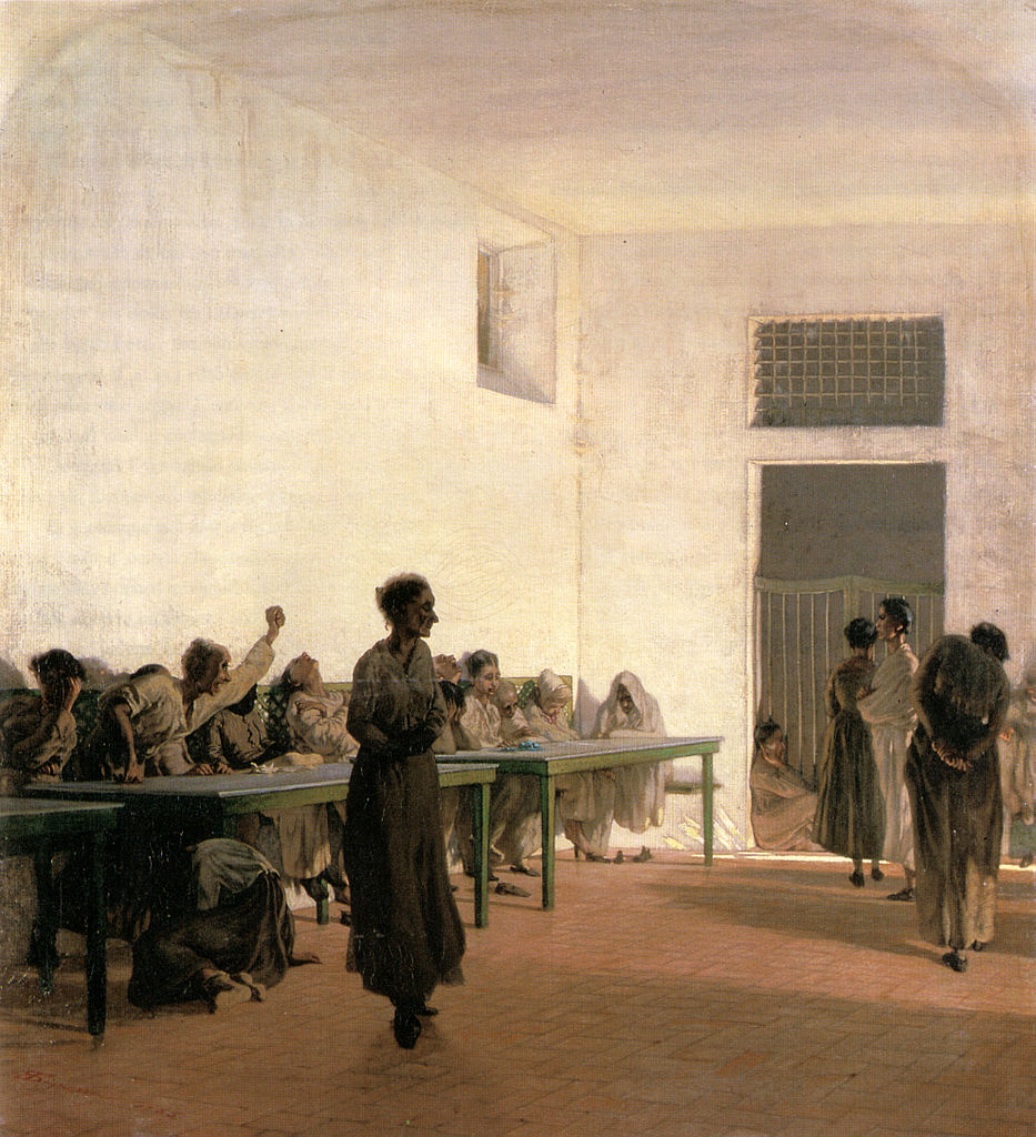 Telemaco Signorini, La sala delle agitate nell’ospizio di San Bonifacio (1865; olio su tela, 66 x 59 cm; Venezia, Galleria d'Arte Moderna di Ca' Pesaro)
