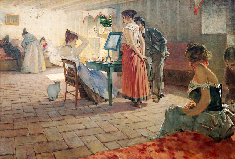 Telemaco Signorini, La toeletta del mattino (1898; olio su tela, 120 x 176 cm; Collezione privata)
