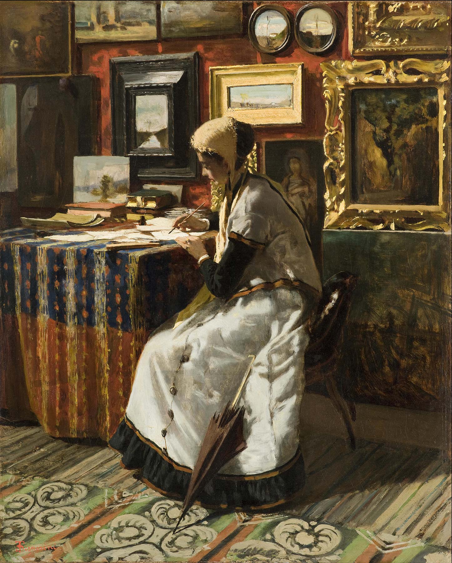 Telemaco Signorini, Non potendo aspettare - La Lettera (1867; olio su tela, 46x37,5 cm; Milano, Collezione della Fondazione Cariplo - Gallerie d’Italia - Piazza Scala)
