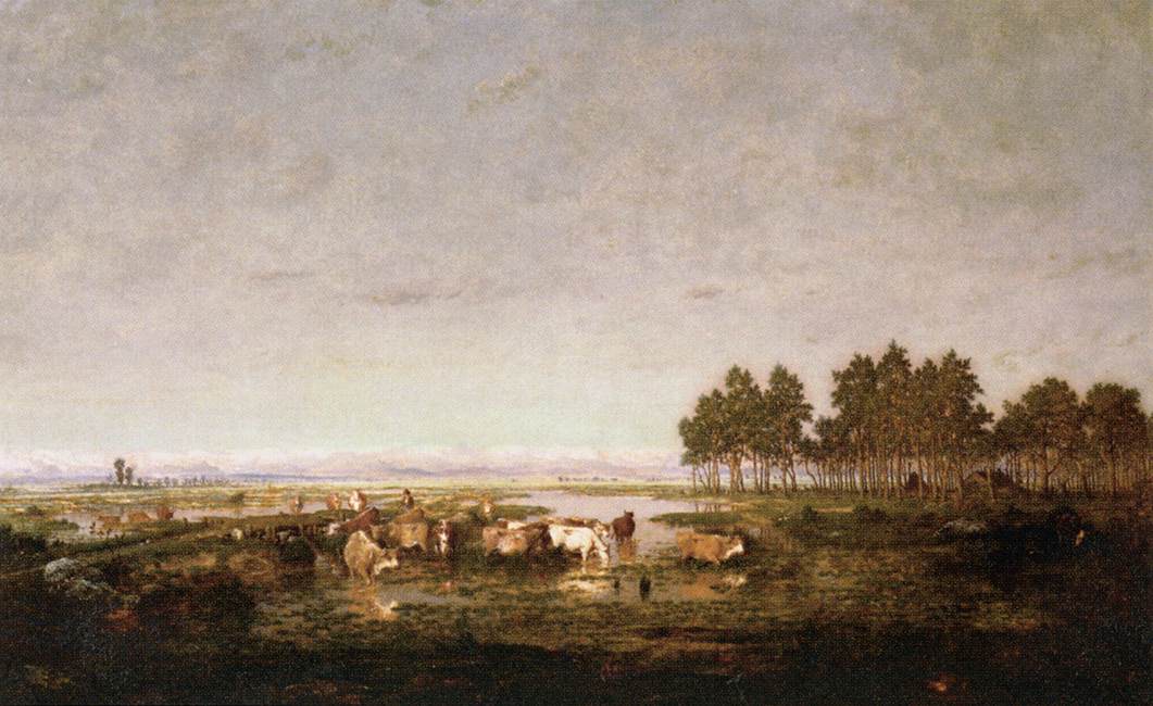 Théodore Rousseau, Palude nelle Landes (1853; olio su tavola, 63 x 97 cm; Parigi, Louvre)
