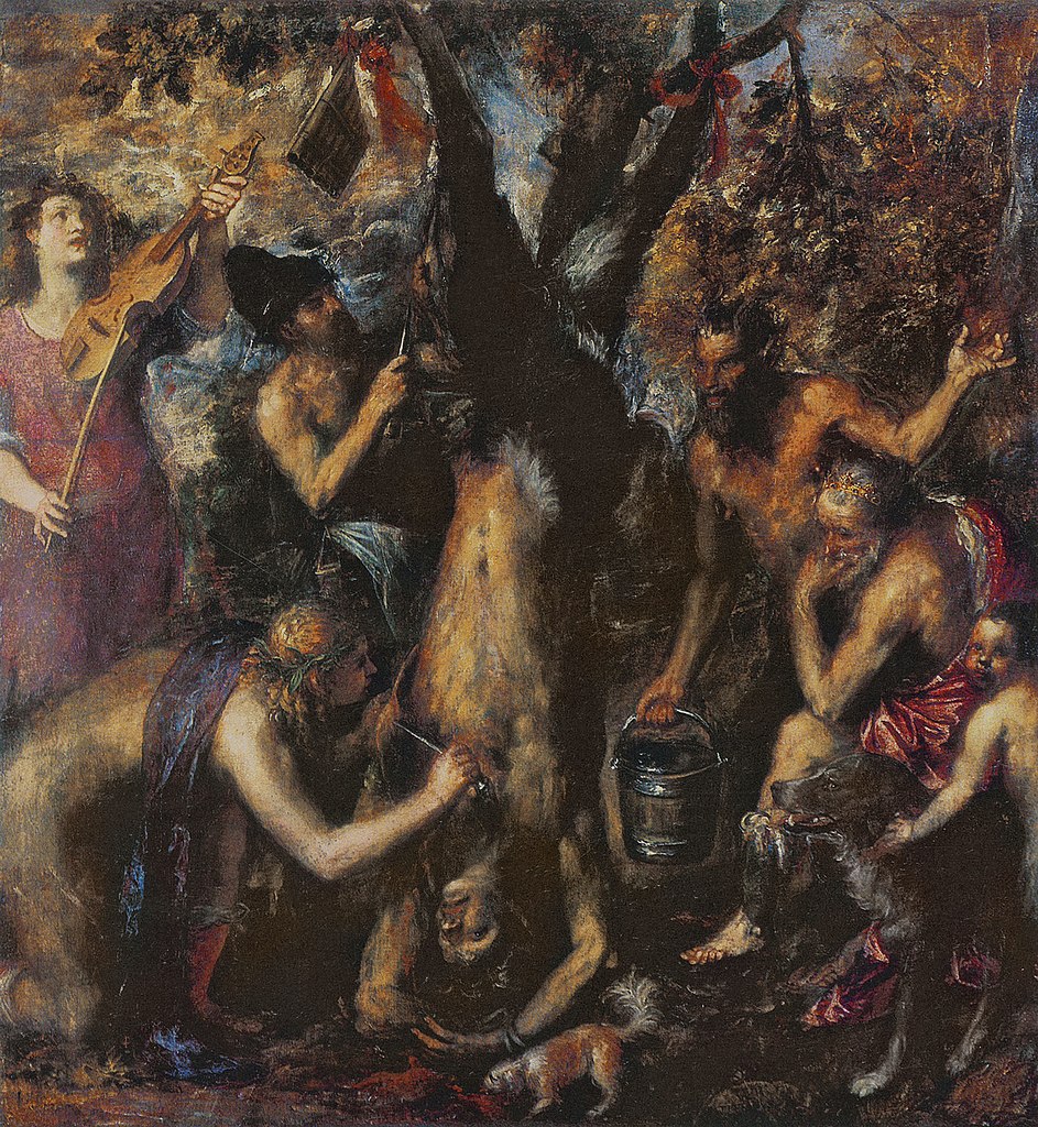 Tiziano, Apollo e Marsia (1571 circa; olio su tela, 222 x 204 cm; Kromeríž, Arcibiskupský Zámek)
 Tiziano, Apollo e Marsia (1571 circa; olio su tela, 222 x 204 cm; Kromeríž, Arcibiskupský Zámek)