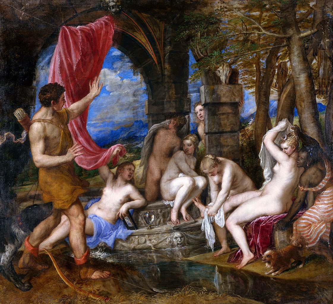 Tiziano, Diana e Atteone (1556-1559; olio su tela, 184,5 x 202,2 cm; Edinburgo, National Galleries of Scotland)
 Tiziano, Diana e Atteone (1556-1559; olio su tela, 184,5 x 202,2 cm; Edinburgo, National Galleries of Scotland)