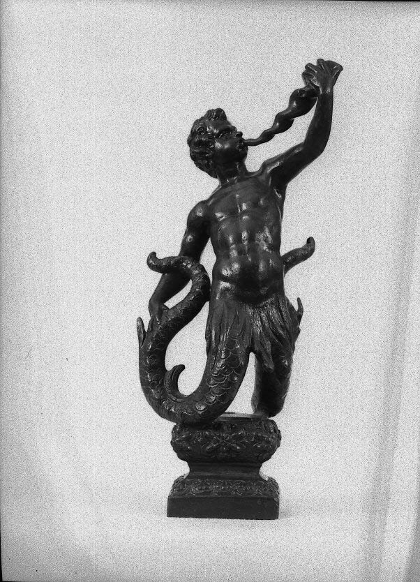 Bottega veneziana, Tritone (XVI/XVII secolo; bronzo, 29,5 cm; Venezia, Galleria Giorgio Franchetti alla Ca' d'Oro)