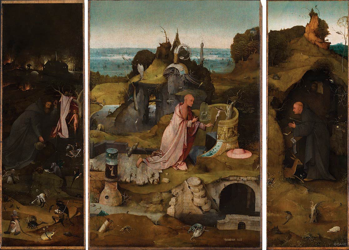 Hieronymus Bosch, Trittico degli Eremiti (1495 -1505 circa; olio su tavola, 86,5 x 120 cm; Venezia, Gallerie dell'Accademia)