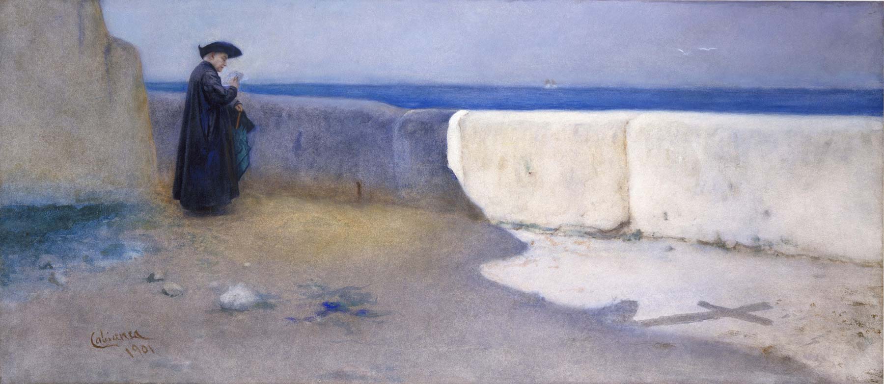 Vincenzo Cabianca, Mattutino (1901; tecnica mista su carta applicata a cartone, 37,7 x 78,8 cm; Collezione privata)
