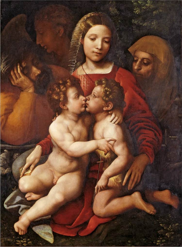 Giovan Francesco Caroto, Sacra Famiglia con san Giovannino e santa Elisabetta (1531; olio su tela, 122,3 x 91 cm; Verona, Museo di Castelvecchio, inv. 1371-1B114)

