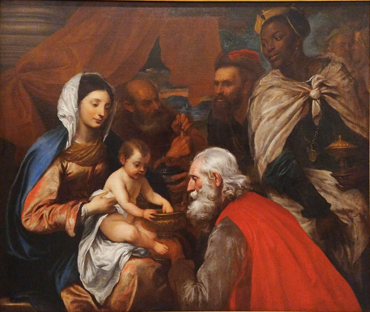 Giovanni Bernardo Carbone, Adorazione dei Magi (1665 circa; olio su tela, 132 x 157 cm; Genova, Museo dell'Accademia Ligustica)
