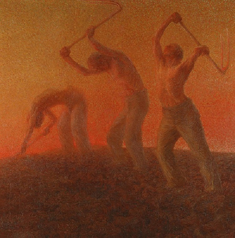 Giuseppe Cominetti, I conquistatori del sole (1907; olio su tela, 291 x 290 cm; Vercelli, Museo Francesco Borgogna)
