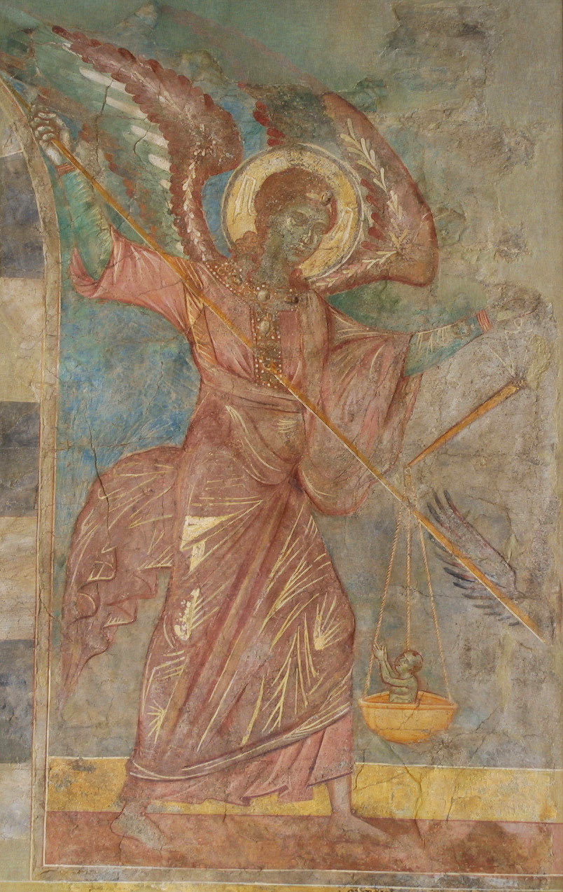 Manfredino d'Alberto, San Michele arcangelo (1292; affresco staccato, 87 x 54 cm; Genova, Museo di Sant'Agostino)
