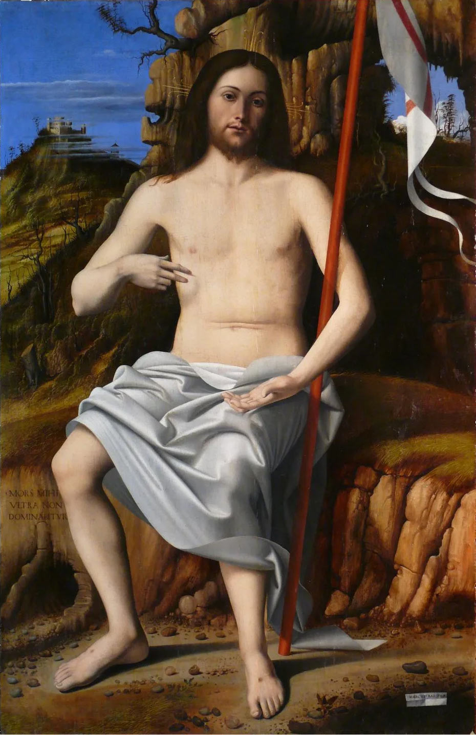 Marco Basaiti, Cristo risorto (1510 circa; tempera e olio su tavola, 106 x 69 cm; Milano, Pinacoteca Ambrosiana) 

