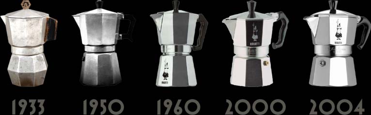 Evoluzione della Moka Bialetti. Foto: Bialetti