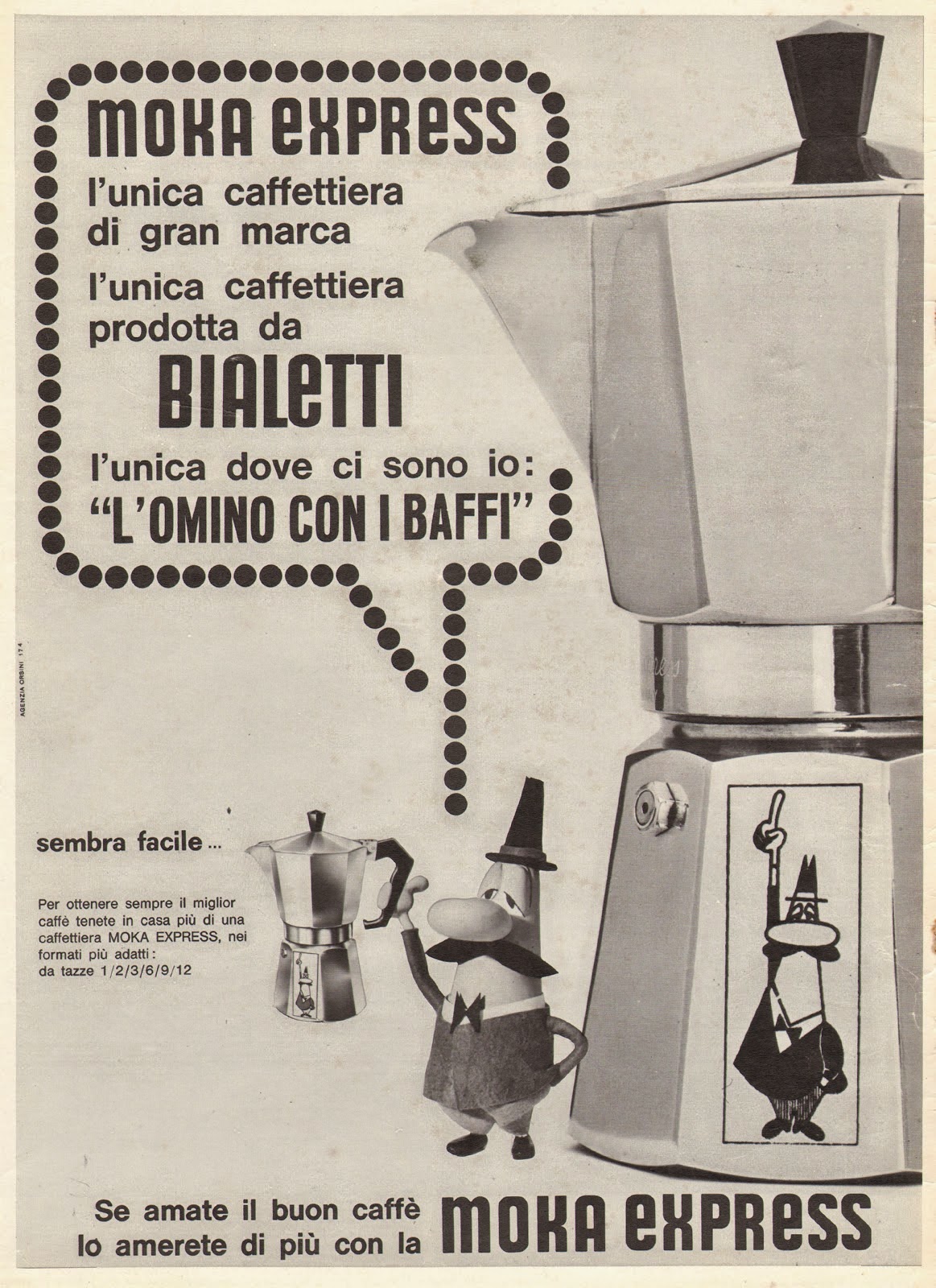 Una pubblicità della Moka degli anni Sessanta