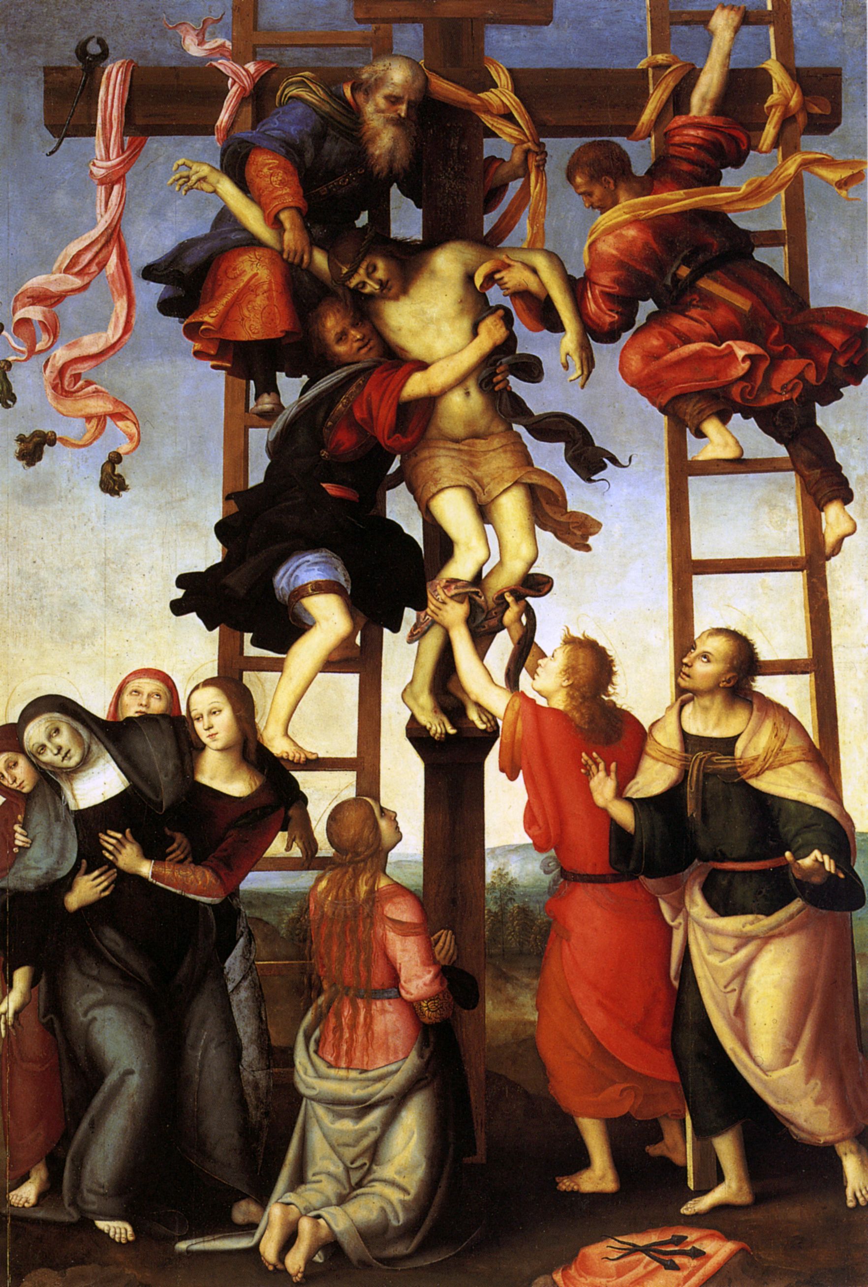 Filippino Lippi e Perugino, Deposizione (1504-1507; olio su tavola, 334 x 225 cm; Firenze, Galleria dell'Accademia)
