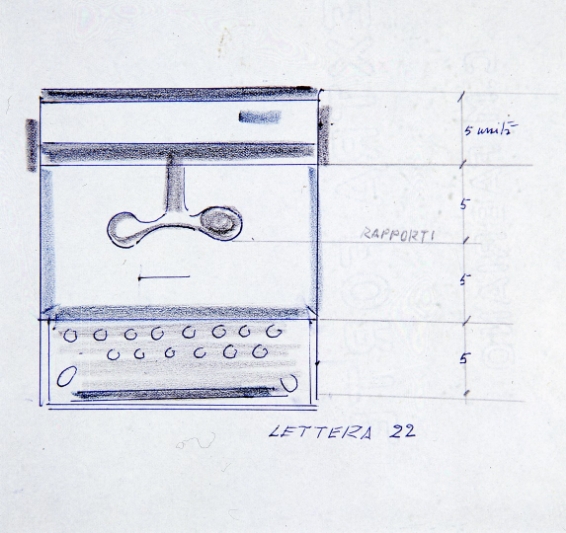 Schizzo di Marcello Nizzoli per Lettera 22. Foto: Archivio Storico Olivetti