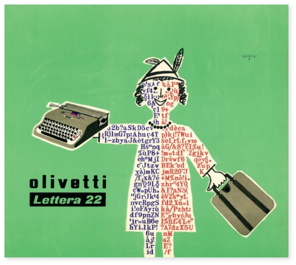 Manifesto pubblicitario di Lettera 22. Foto: Archivio Storico Olivetti