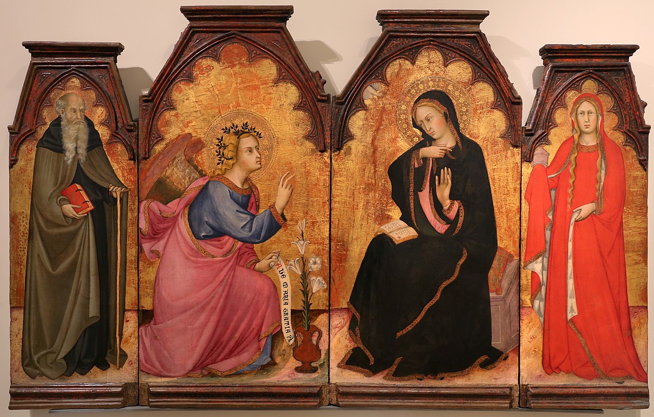 Andrea di Bartolo, Polyptych of the Annunciation (1397; tempera on panel; Buonconvento, Val d'Arbia Museum of Sacred Art)