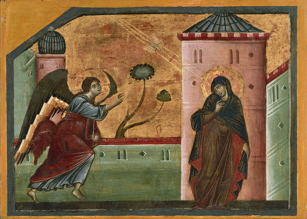 Guido da Siena, Annunciation (1360s-1970s; tempera on panel, 35.1 x 48.8 cm; Princeton, Princeton University Art Museum)