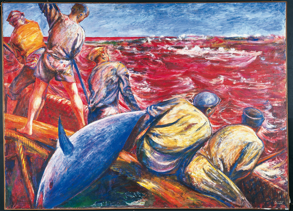 Aligi Sassu, La mattanza (1950; oil on canvas; Genoa, Galleria d'Arte Moderna)