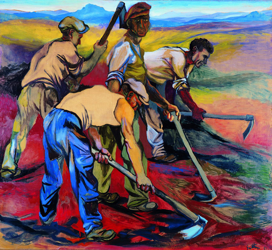 Renato Guttuso, Peasants at Work (1951; oil on canvas, 120.8 x 133 cm; Genoa, Galleria d'Arte Moderna)