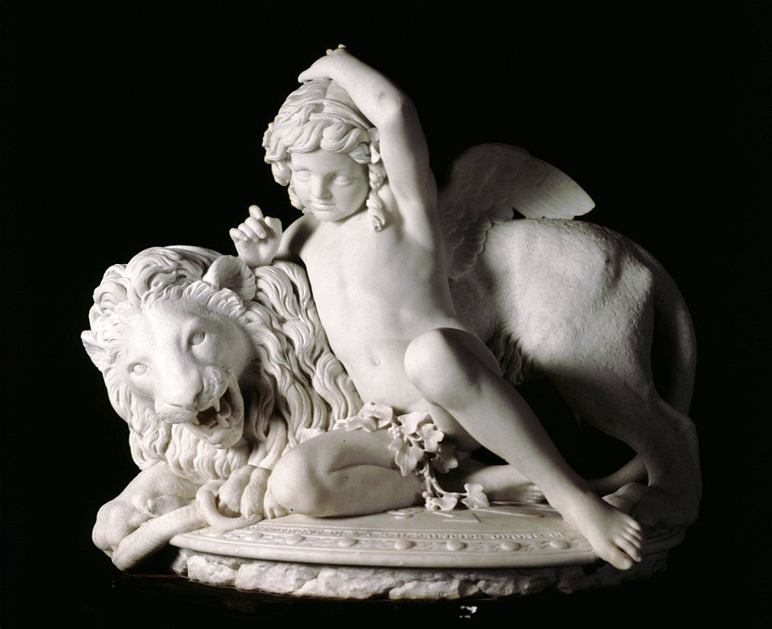 Santo Varni, Love Taming the Force (1858; marble, 85 x 90 x 62 cm; Genoa, Gallery of Modern Art)