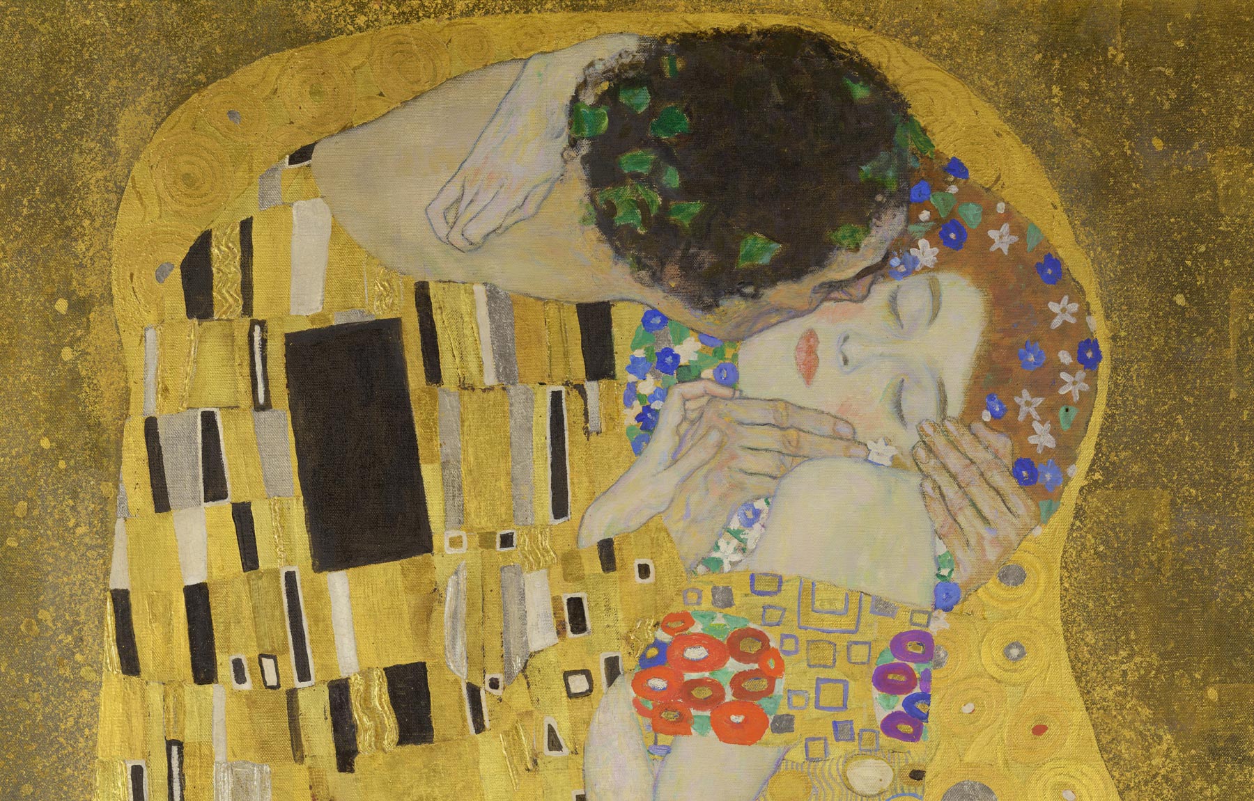 Gustav Klimt, The Kiss, detail