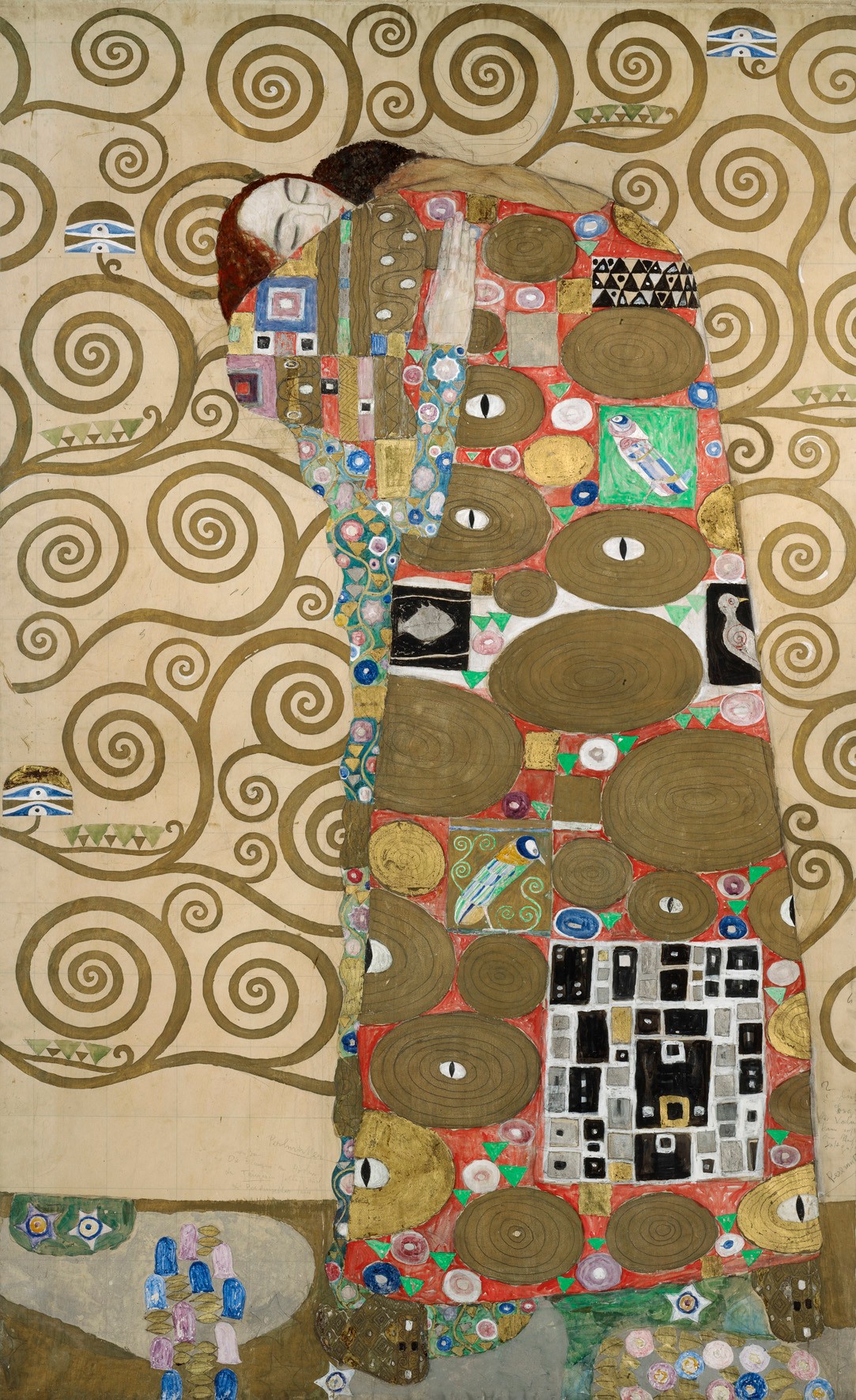 Gustav Klimt, Cartoon for the Embrace of Stoclet Palace (1911; pencil, pastels and metals on paper, 2000 x 1020 mm; Vienna, Museum für angewandte Kunst)