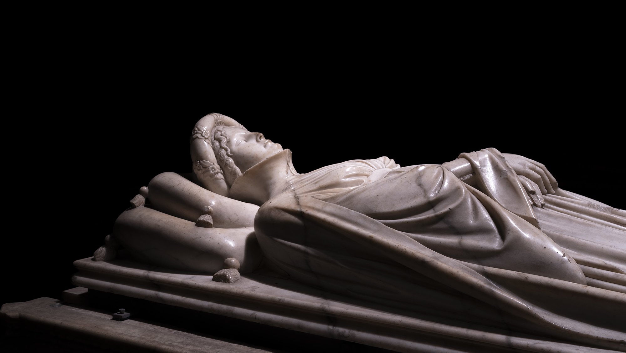 Detail of the face of Ilaria del Carretto. Photo: Museum and Archaeological Complex of the Cathedral of Lucca