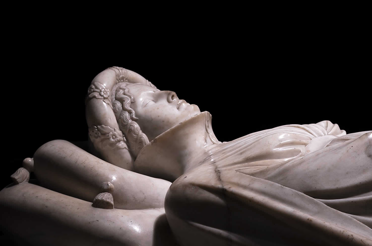 Detail of the face of Ilaria del Carretto. Photo: Museum and Archaeological Complex of the Cathedral of Lucca