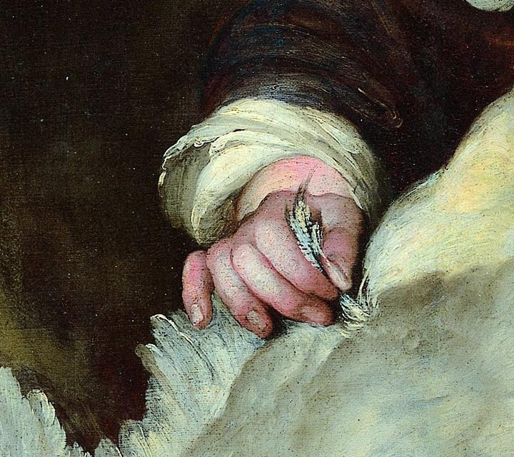 Bernardo Strozzi, The Cook, detail of the hand
