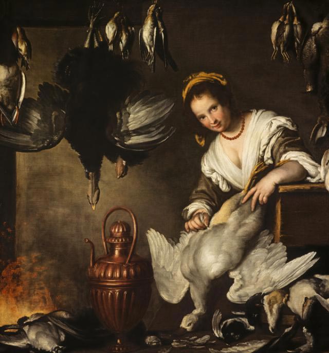 Bernardo Strozzi, The Cook (1630-1640; oil on canvas, 174 x 160 cm; Edinburgh, National Gallery of Scotland)