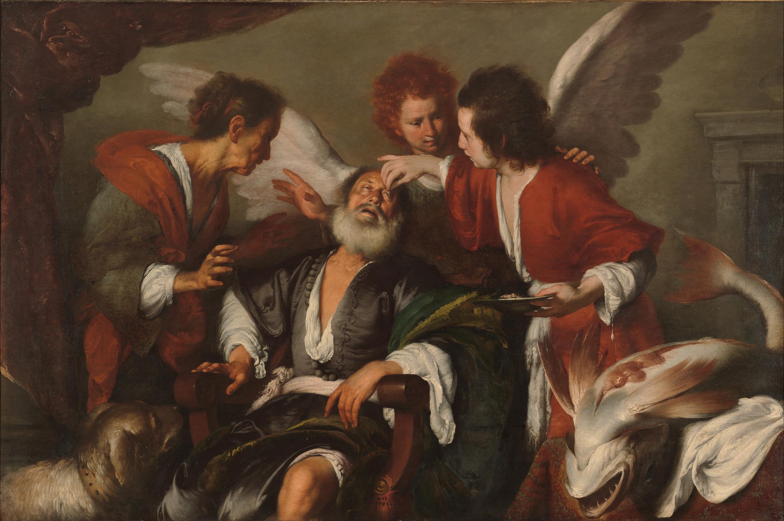 Bernardo Strozzi, Tobías cura la ceguera de su padre (1630-1635; óleo sobre lienzo, 146,1 x 223,5 cm; Nueva York, Metropolitan Museum of Art)
